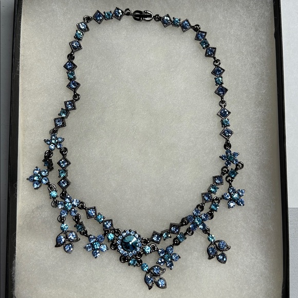 Silpada Designs Fine Sterling Silver Jewelry Blue Crystal Floral Necklace - Picture 12 of 13